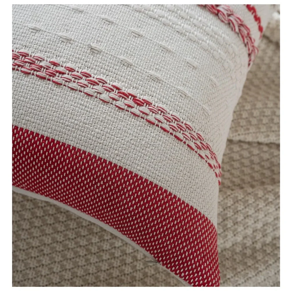 Red Christmas Pillow Covers Cotton SQUARE 18x18” (2-pack)